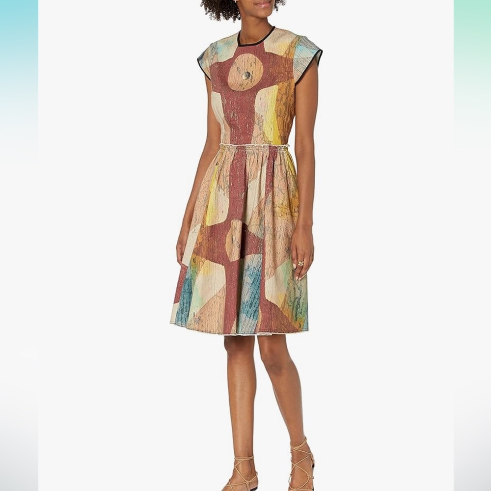 MAKING THE CUT Women's Winning Look Gary's Dress Beige Burgundy PaintPrint NWT M